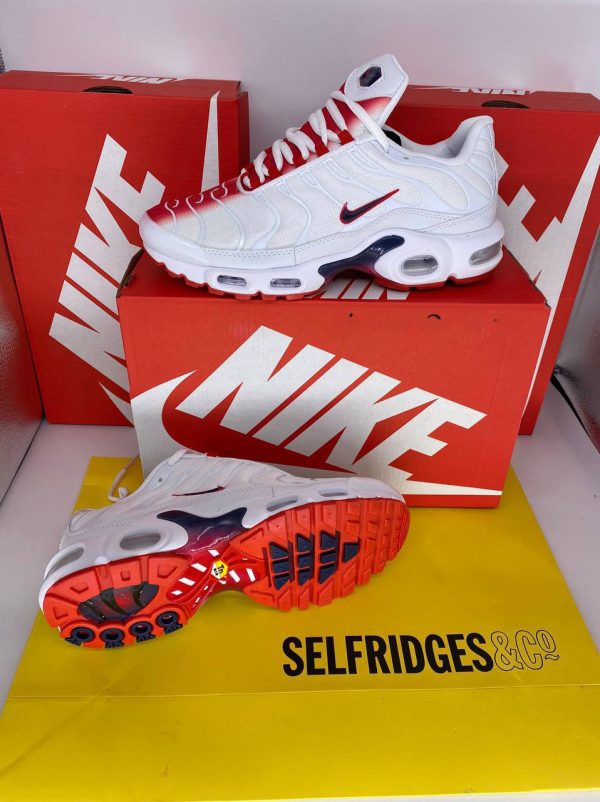 Nike Air Max Plus White  Red Trainers For Men's