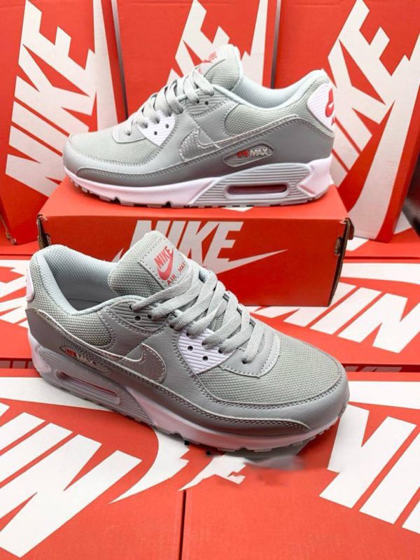Nike Air Max 90 Grey Red & White Men's Sneakers