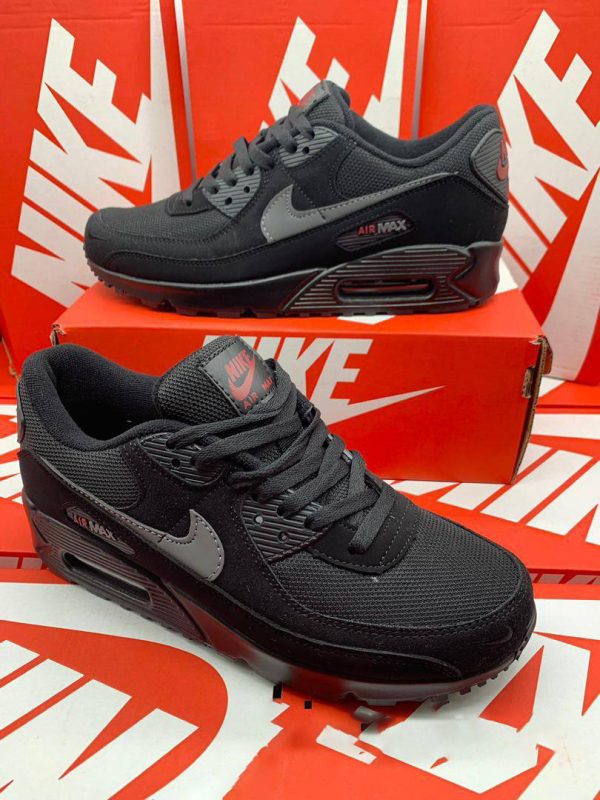Nike Air Max 90s Black Sport Red & Grey Bred Men's Sneakers