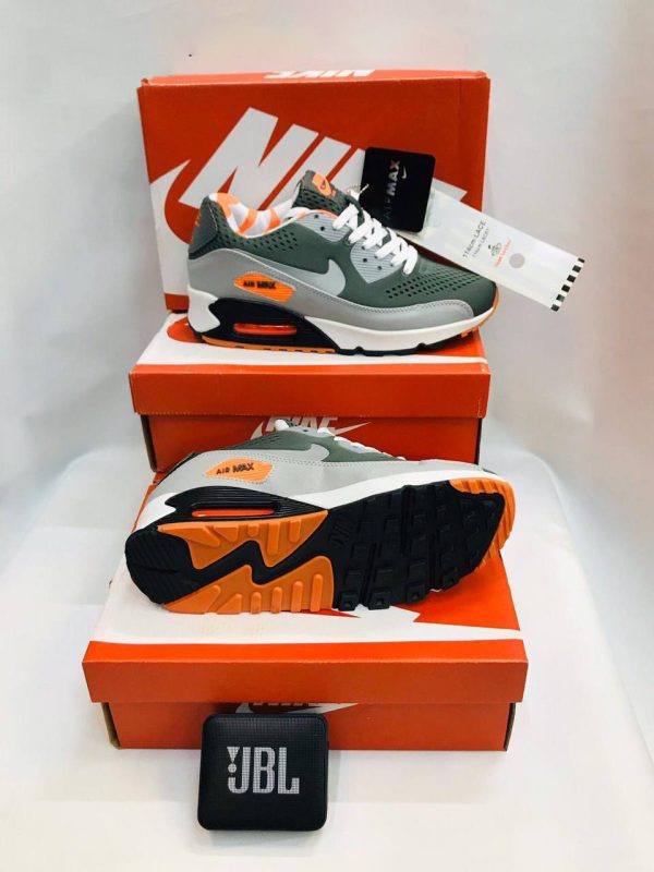 Nike Air Max 90 Tweed Dark Army Black Orange Blaze Grey Men's Sneakers