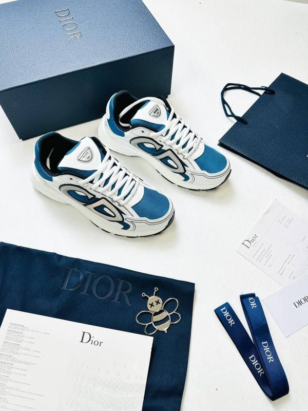 Christian Dior B30 Blue Mesh & White Countdown Trainers