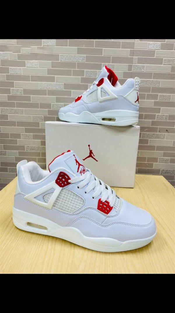 Nike Air Jordan 4 Retro White & Red Sneakers
