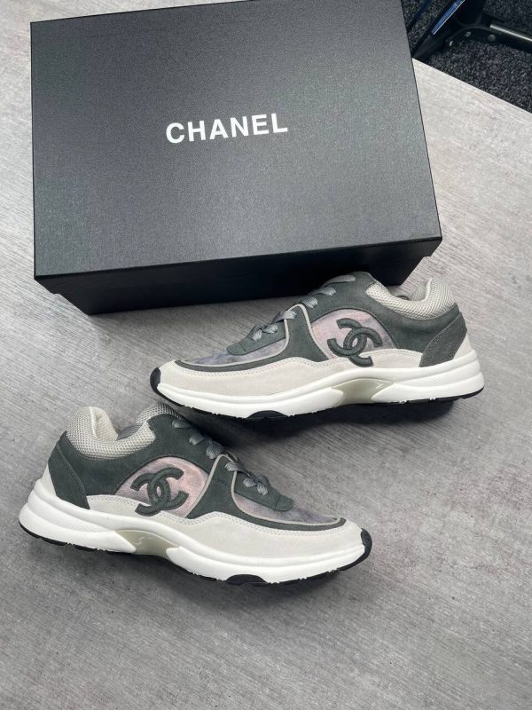 Chanel CC Logo Suede & Fabric Thick Bottom Sneakers