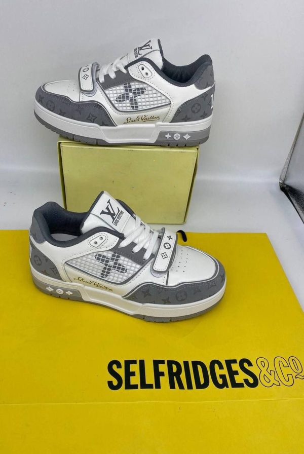 Louis Vuitton Grey & White Women's Velcro Strap Trainers