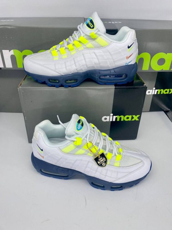 Nike Air Max 95 White Volt Football Grey 3D Multi Swoosh Men Sneakers