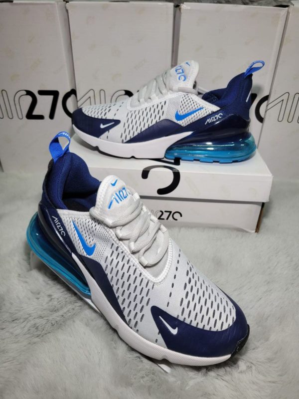 Nike Air Max 270s White & Black Photo Blue Trainers For Men's
