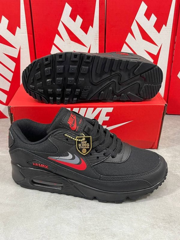 Nike Air Max 90 Three Swooshes - Black Habanero Red (GS) Trainers
