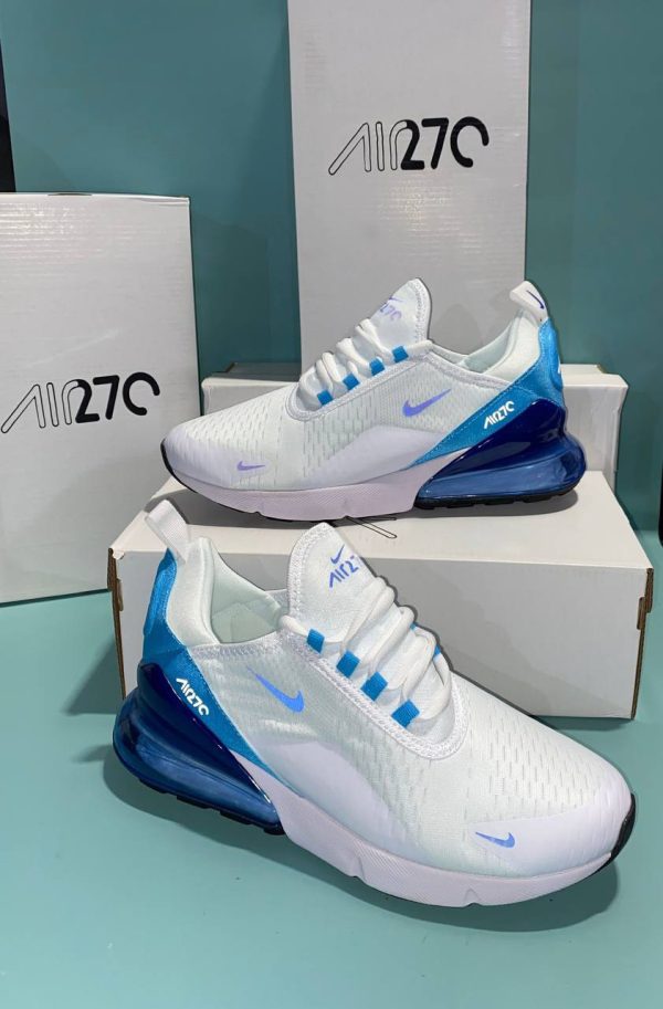 Nike Air Max 270 White & Black University Blue Trainers For Men's
