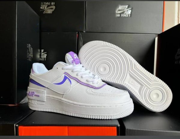 Nike Airforce Shadow Women White Purple Sneakers