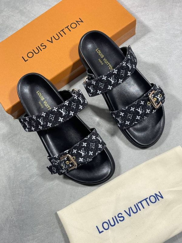 Louis Vuitton Women's Natural Woven Comfort Flat  Denim Sliders