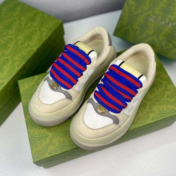 Gucci Men's Screener Sneakers With Beige & White GG Monogram Canvas
