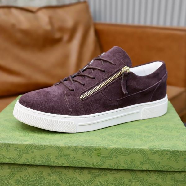 Gucci Luxury Sneakers With Signature Double Gold Tone Side Zippers In 2 Colors
