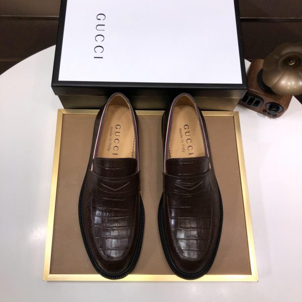 Gucci Crocodile Embossed Loafers With Signature Red & Blue Web Stripe In 2 Colors