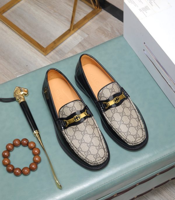 Gucci Loafers With GG Canvas & Gold Tone Hardware In 2 Colors