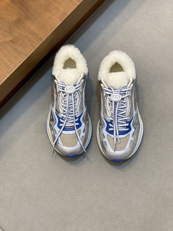 Gucci 2.0 Metallic Silver & Blue Sneakers