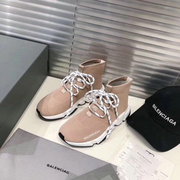 Balenciaga Speed Lace Up Trainers In Beige