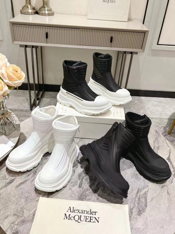 Alexander McQueen Moto Tread Slick Ankle Boots In Different Colors