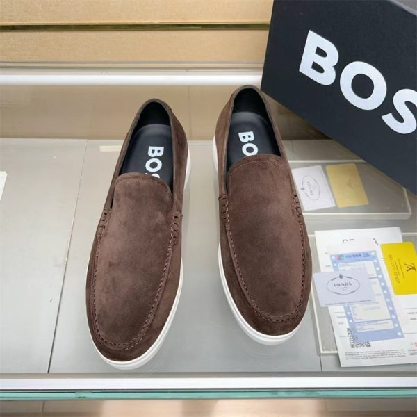 Hugo Boss Dark Brown Suede Slip On Trainers