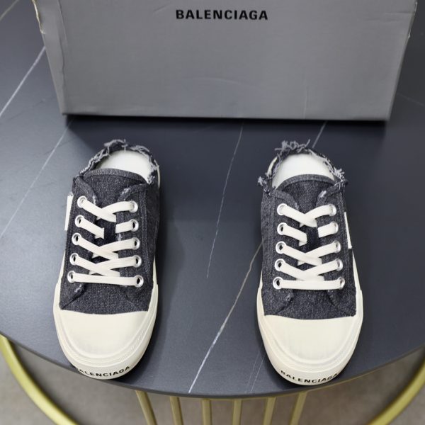Balenciaga Paris Denim Canvas Mules