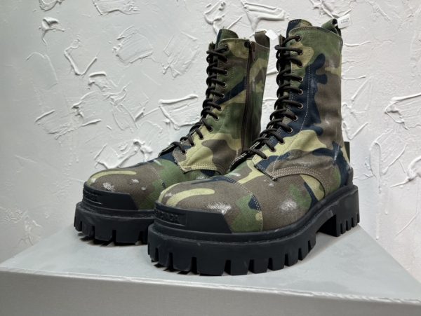 Balenciaga Strike 20mm Boots In Camouflage Print Canvas