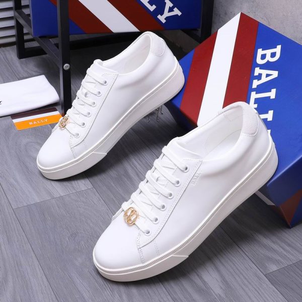 Bally White Sneakers With Metallic Branded Accessory On The Laces