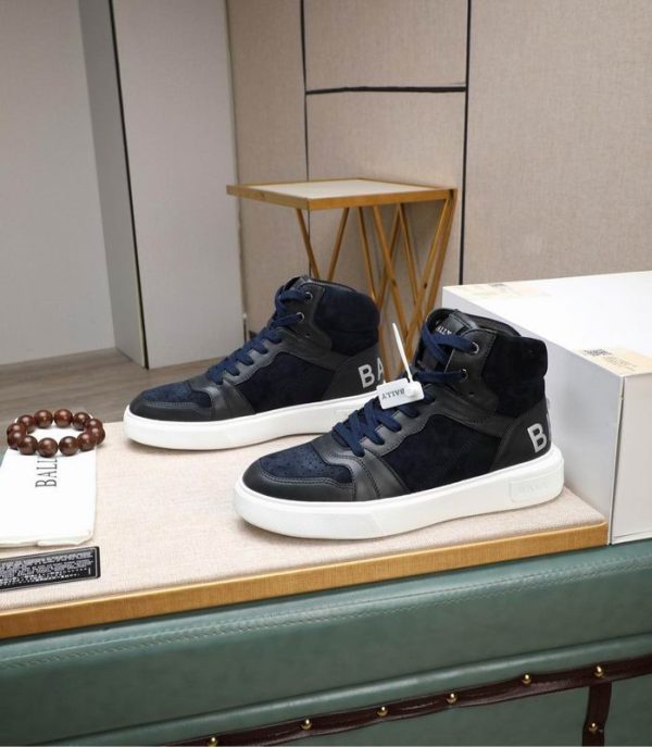 Bally Men's High Top Navy Blue Suede Sneakers
