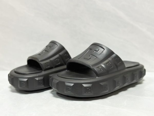 Balmain Ari Flat Slides With Prominent Embossed Balmain Monogram Logo