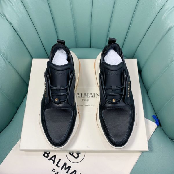 Balmain B Bold Low Top Sneakers With Thick Platform Sole & Gold Detail