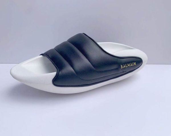 Balmain B-It Quilted Slides With Bold Curved Platform Sole