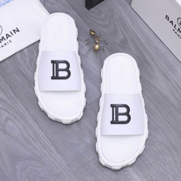Balmain Logo Sliders With Thick Embossed Sole