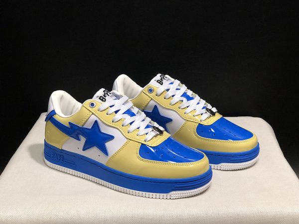 Bape A Bathing Ape Sta Low Nostalgia Sneakers In Yellow & Blue Patent