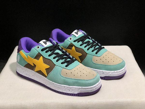 Bape A Bathing Ape Sta Sneakers With Teal Brown Yellow Suede Colorway