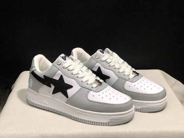 BAPE Low Top M2 White & Grey Sneakers With Star Logo