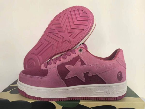 Bape A Bathing Ape Sta Low M1 Pink Suede Sneakers