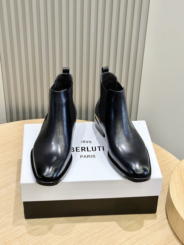 Berluti Black Caractere Scritto Leather Chelsea Boot