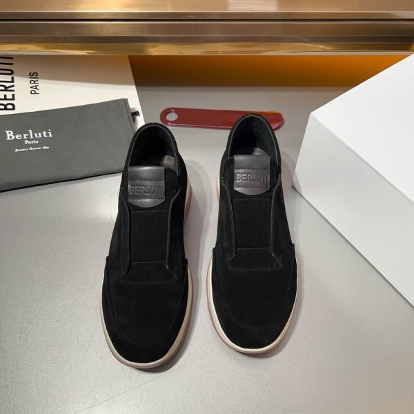 Berluti Echappee Scritto Suede Slip On Sneaker