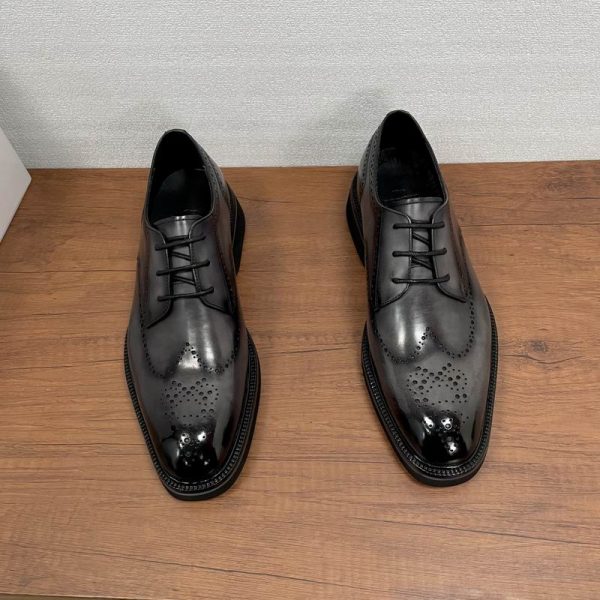 Berluti Black Fast Track Scritto Venezia Leather Derby Dress Shoes