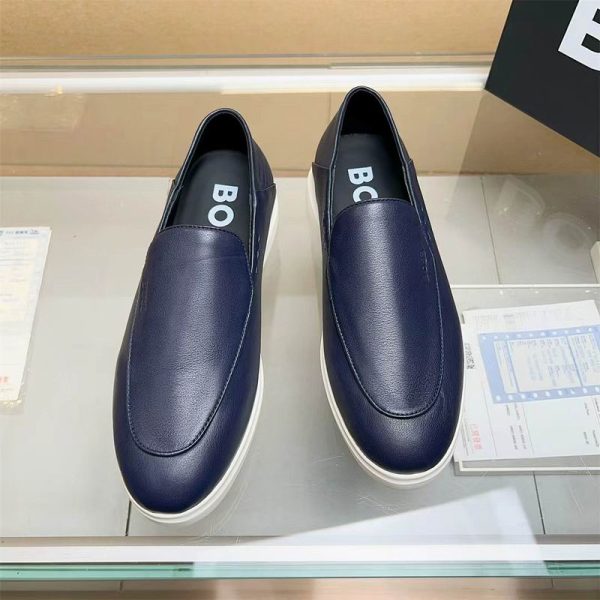 Hugo Boss Dark Blue Leather Slip On Trainers