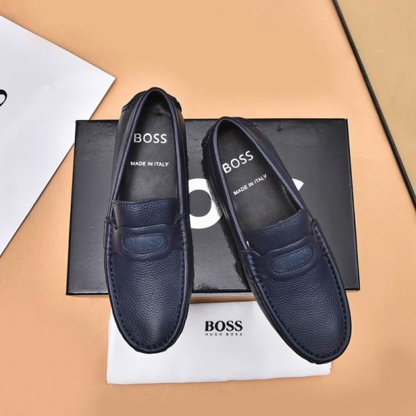 Hugo Boss Dark Blue Noel Nappa Leather Driving Loafers