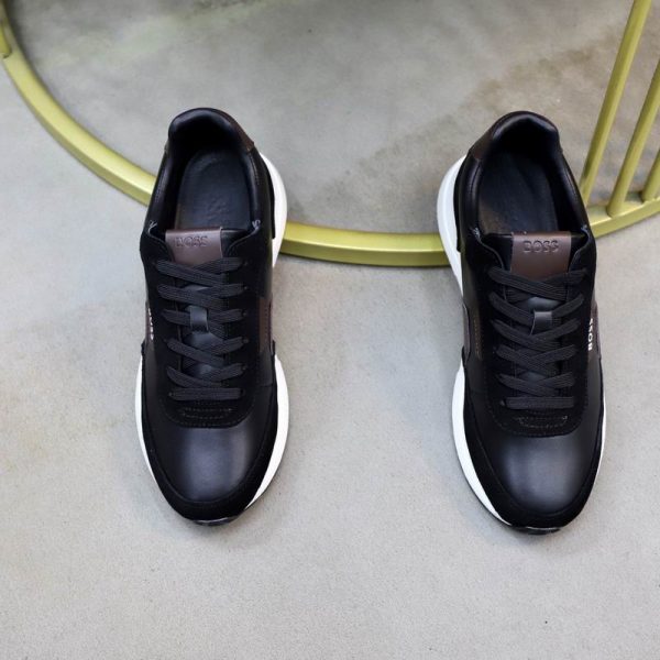 Hugo Boss Vinston Runn Premium Black Leather Trainers