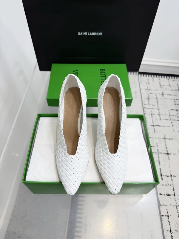 Bottega Veneta White Sofia Intrecciato Heels