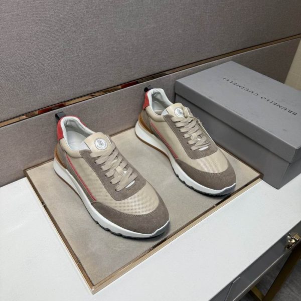 Brunello Cucinelli Suede Trimmed Mesh & Leather Sneakers