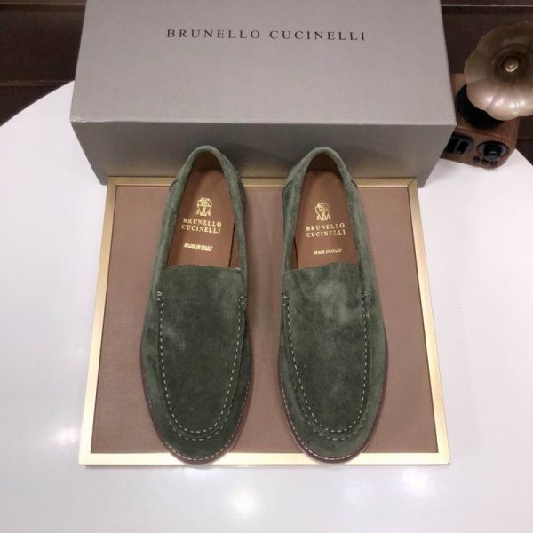 Brunello Cucinelli Anthracite Suede Loafers In Different Colors