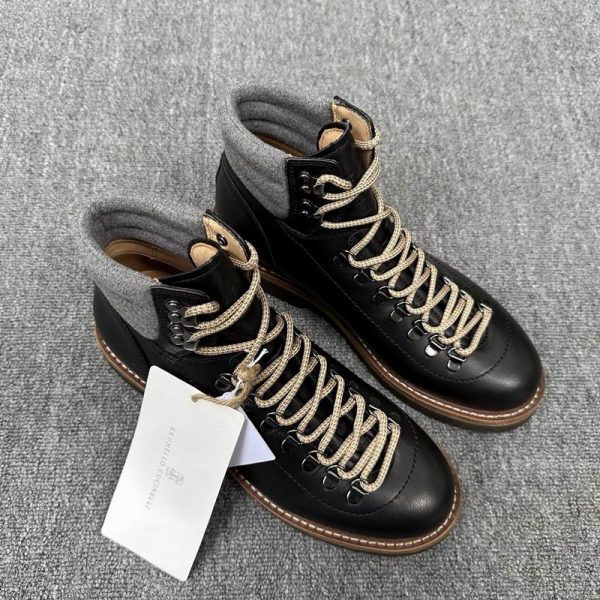 Brunello Cucinelli Grained Leather Hiking Boots