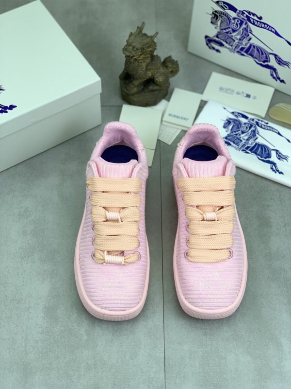Burberry Women's Pink Check Knit Box Sneakers