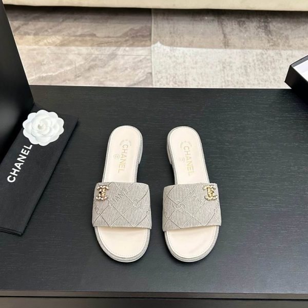 Chanel Quilted CC Logo Flat Sliders