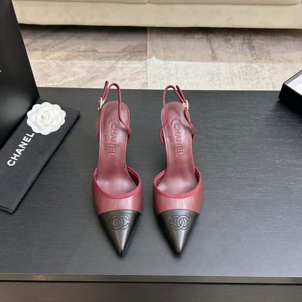 Chanel Burgundy Slingback Heels