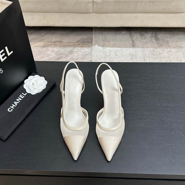 Chanel Mesh & Grosgrain Slingback Heels