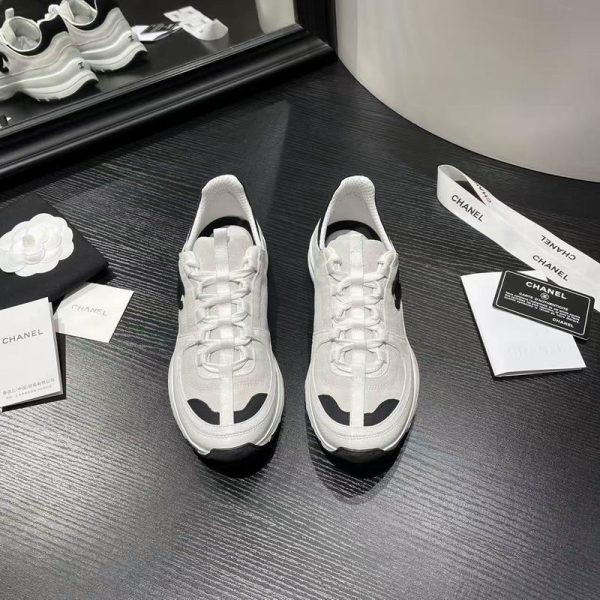 Chanel White Suede Calfskin Sneakers