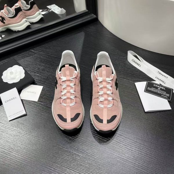 Chanel Pink Suede Calfskin Sneakers